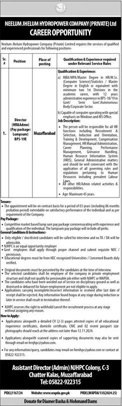 Neelum Jhelum Hydropower Company Jobs 2024