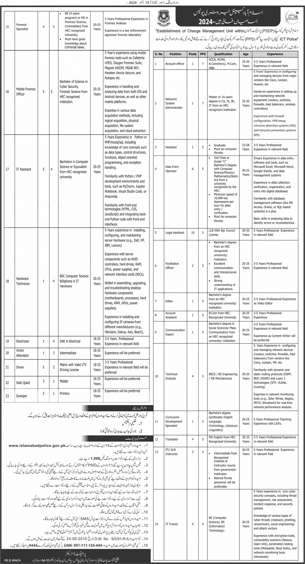 ICT Police Jobs 2024