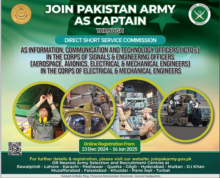 Join Pakistan Army as Captain Jobs 2025