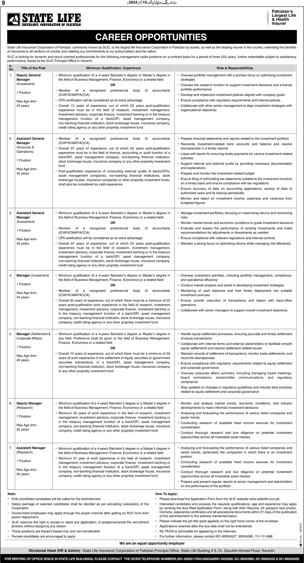 SLIC Jobs 2024