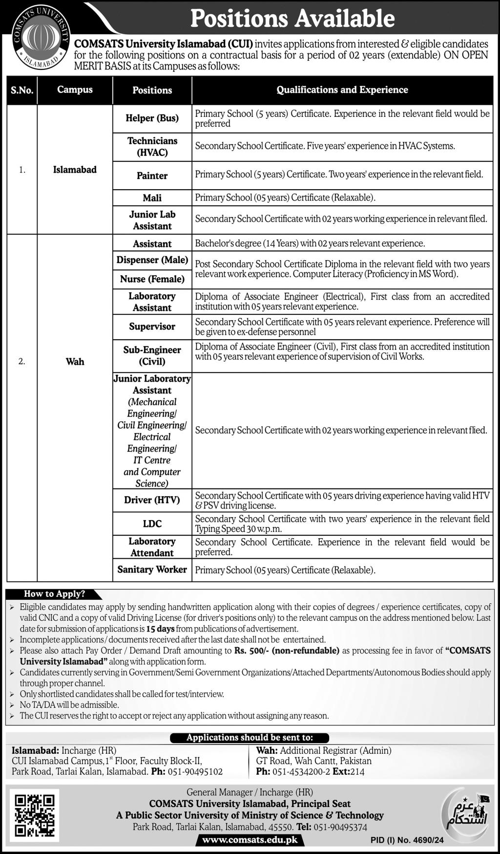 COMSATS University Islamabad CUI Jobs 2025